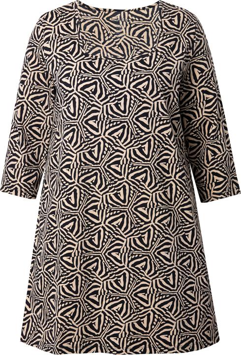 Actual product image Ulla Popken Geometric Print Empire Knit A-Line Tunic (58)