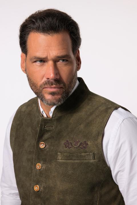 Immagine prodotto JP1880 Gilet in tradizionale stile Tracht di pelle scamosciata di capra con colletto alto (54)