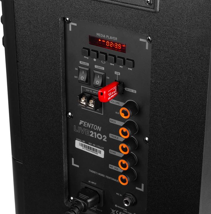 Produktbild Fenton Party speaker - LIVE2102 Partystation met Bluetooth en lichteffecten - Met (Passiv)