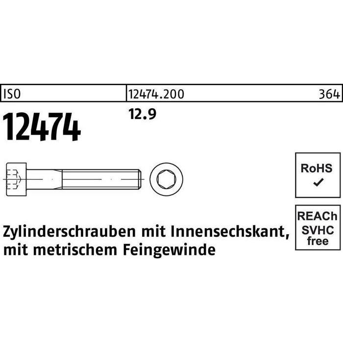 Reyher, Schrauben, Zylinderschraube DIN 912 m.Innensechskant M 10 x 1 x 40 12.9 (100 Schrauben pro Stück)