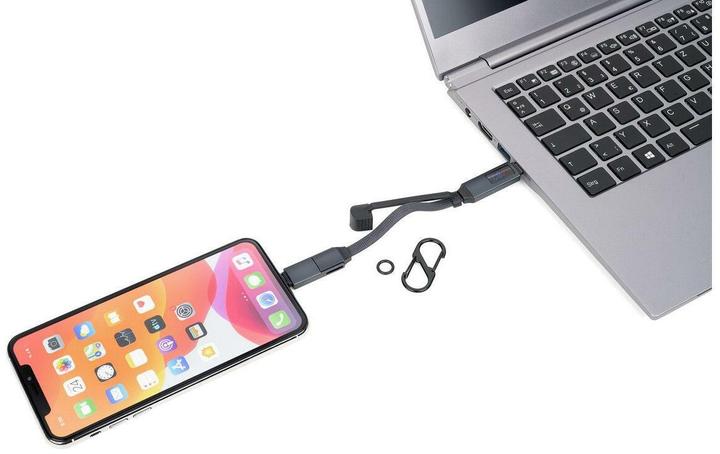 Immagine prodotto Troika SPEEDY TO GO Taschenanhänger mit Ladekabel, titanfarben