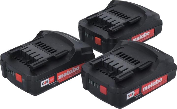 Produktbild Metabo Akku Set 3x Li-Power Akkupack 18 V 2,0 Ah CAS Li-Ion Akku ( 3x 625596000 ) mit Ladestandsanz (18 V)