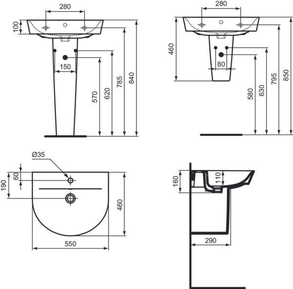 Immagine prodotto Ideal Standard Lavabo ad arco ad aria standard ideale Connect 550 mm E0698 (Interno)