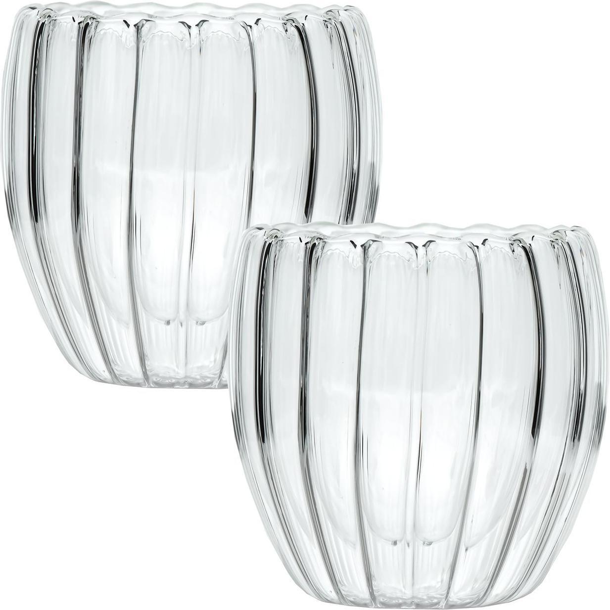 Thumbnail - Intirilife Thermo Tee Kaffee Glas 190 ml Striped Style, Trinkgläser, Transparent