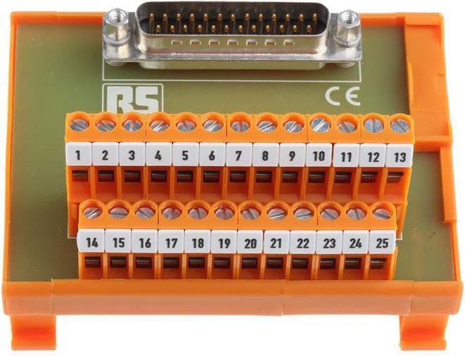 Actual product image RS PRO 25 way D plug DIN rail terminal