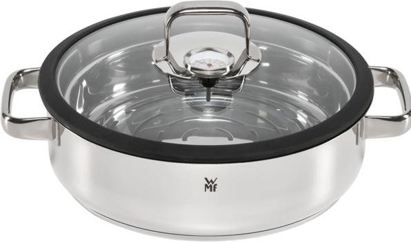 Produktbild WMF Kochtopf Dampfgarer rund 28cm Glasdeckel Silikonrand Vitalis Edelstahl (EU-Stecker)