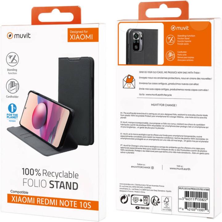 Produktbild Muvit For Change Folio Stand Noir Designedfor Xiaomi Redmi Note 10s (Xiaomi Redmi Note 10S)