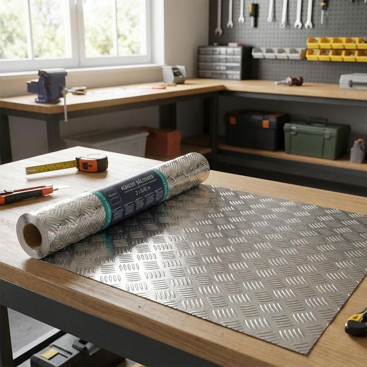 Produktbild Douceur D'intérieur 2er-Set Minimalistische Klebefolie in Metalloptik, silber – Hochwertige Dekofolie, selbstklebend, 45 (200 x 45 cm)
