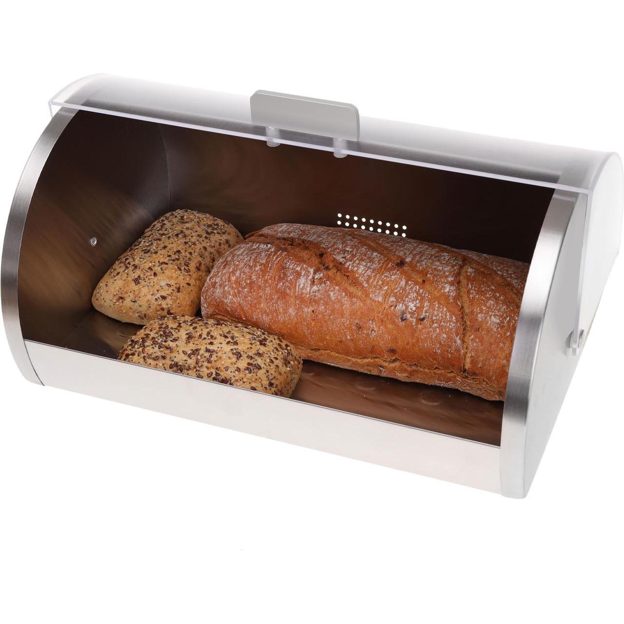 Thumbnail - Kinghoff Brotkasten Edelstahl mit Deckel, Brotaufbewahrung, Silber