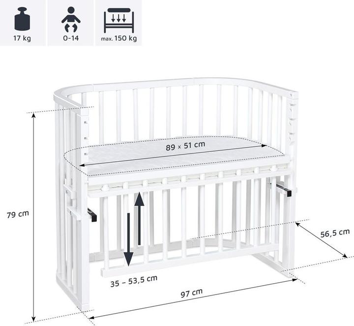 Actual product image Babybay Co-sleeper Maxi Comfort Plus - White lacquered