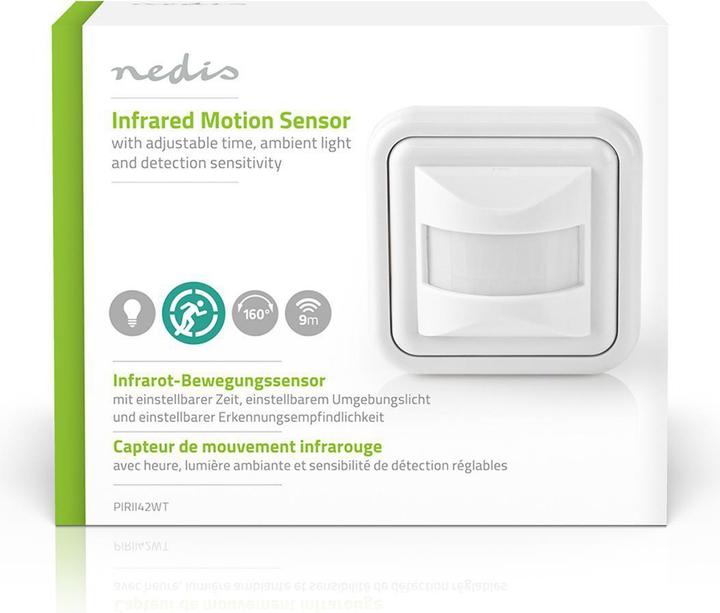 Produktbild Nedis Bewegungsmelder Innen 2-Wire / 3-Wire 160 ° 5-200 W 200 W 500 W 3-2000 Lux Sensortechnik: PIR (9 m)