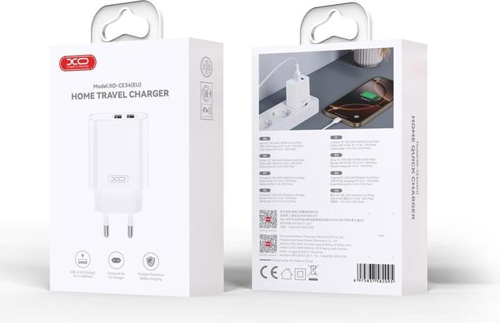 Produktbild xO wall charger CE34 2x USB 2,4A white + microUSB cable (12 W)