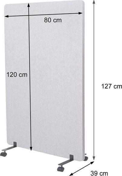 Immagine prodotto Mendler Divisorio acustico, schermo privacy per ufficio, bacheca divisoria, tessuto arrotolabile a doppia (127 x 80 x 39 cm)