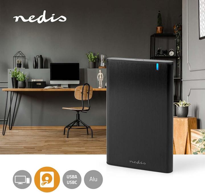 Produktbild Nedis Festplattengehäuse 2.5 " | USB 3.2 Gen1 | USB Type-A / USB Type-C™ | Notebook / PC | Aluminium (2.5")