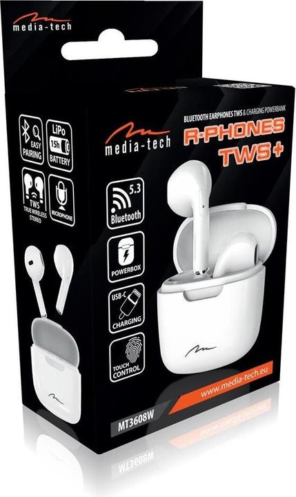 Actual product image Media-Tech Bluetooth Headphones R- Phones Mt3608w White (15 h, Wireless)