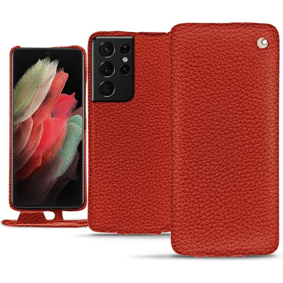 Thumbnail - Noreve Lederschutzhülle vertikal (Samsung Galaxy S21 Ultra), Smartphone Hülle, Orange