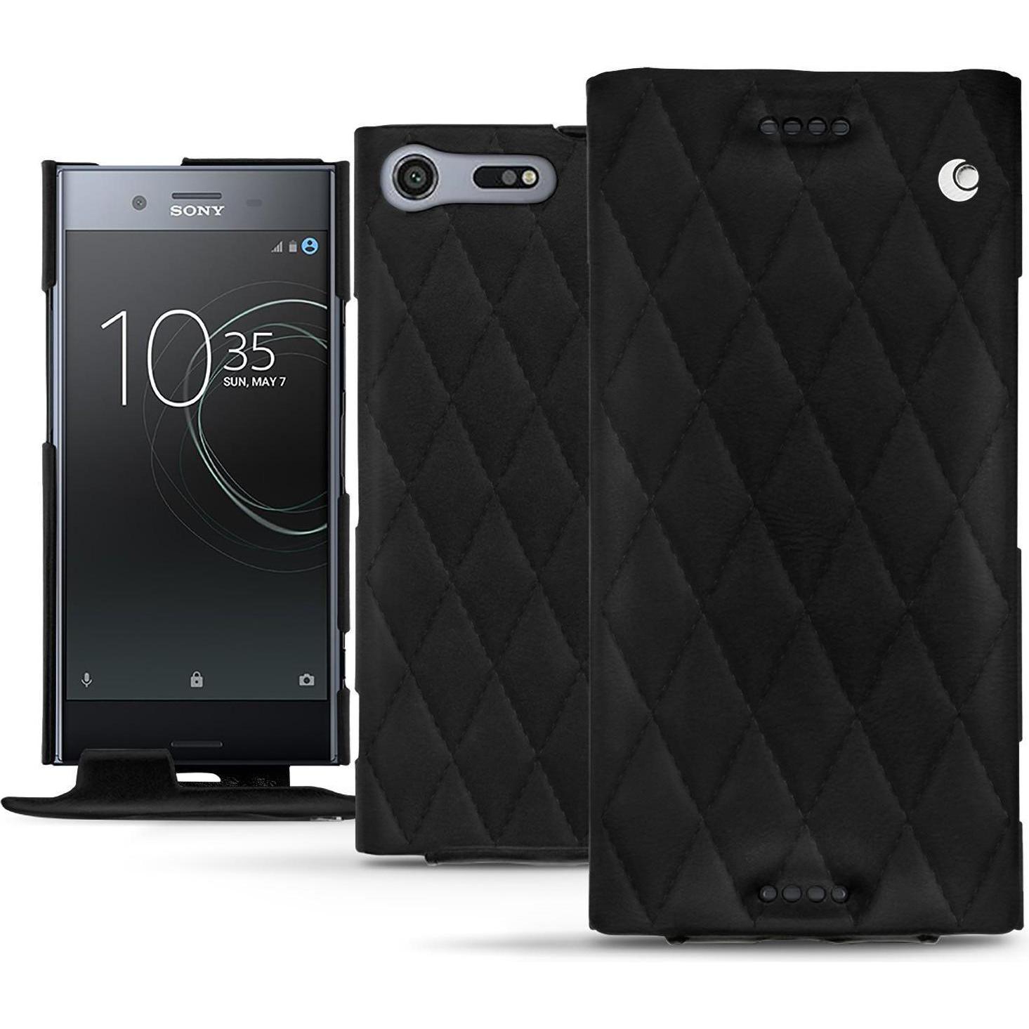 Noreve Lederschutzhülle vertikal (Sony Xperia XZ Premium), Smartphone Hülle, Schwarz