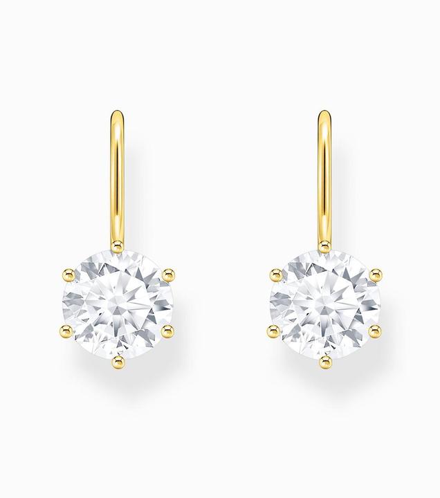 Image du produit Thomas Sabo Boucles d'oreilles avec un grand zircon blanc doré (Or jaune 750 plaqué or, Argent sterling 925)