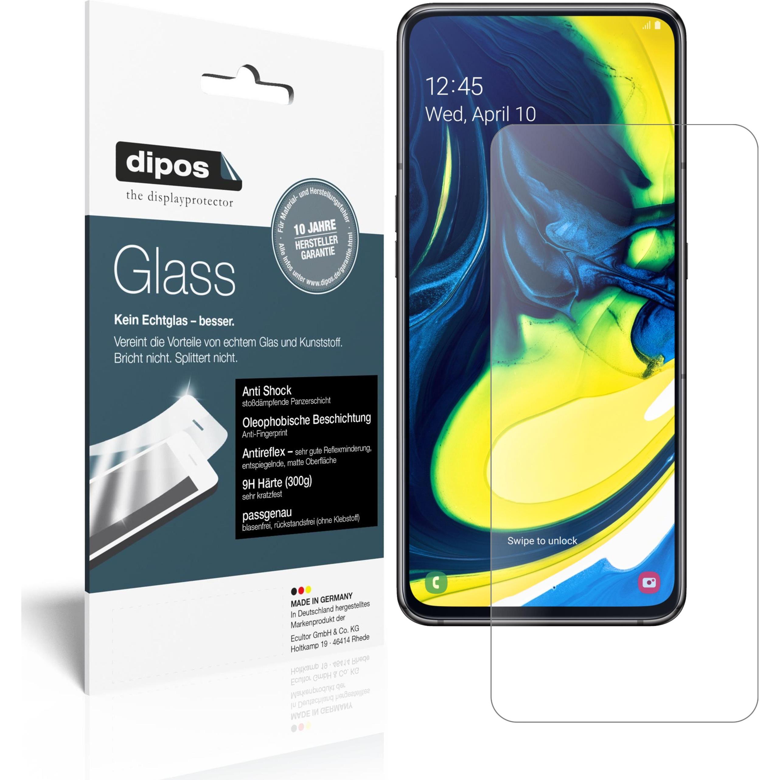 Dipos Displayschutz Anti-Shock (1 Stück, Samsung Galaxy A80), Smartphone Schutzfolie, Transparent