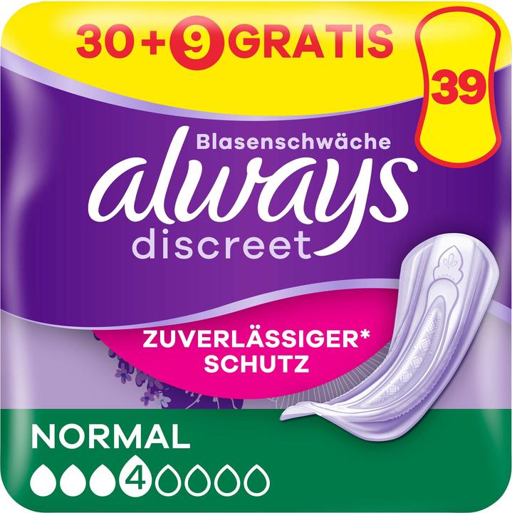 Always Discreet Incontinence, Normal Big Pack +30% FREE 30+9 Incontinence Pants (39 x, Regular)