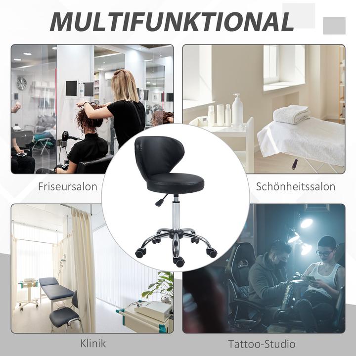 Actual product image Homcom Salonhocker Kunstleder Schwarz (51 - 66 cm)