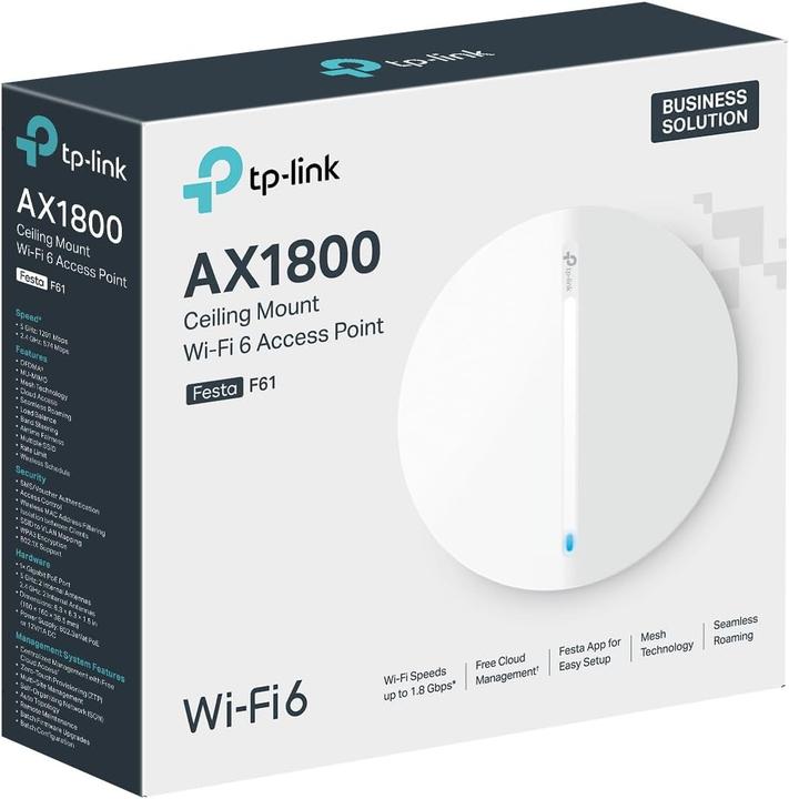 Produktbild TP-Link AX1800 CEILING MOUNT DUAL-BAND WI-FI 6 ACCESS POINT (1201 Mbit/s)
