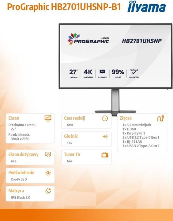 Image du produit iiyama 27" IPS BLACK 2.0 panel, 3840x2160 UHD (3840 x 2160 pixels, 27")