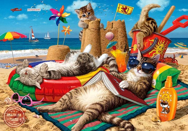 Actual product image Anatolian 3322 puzzle 260 pcs. XL Cats on the beach (260 pieces)
