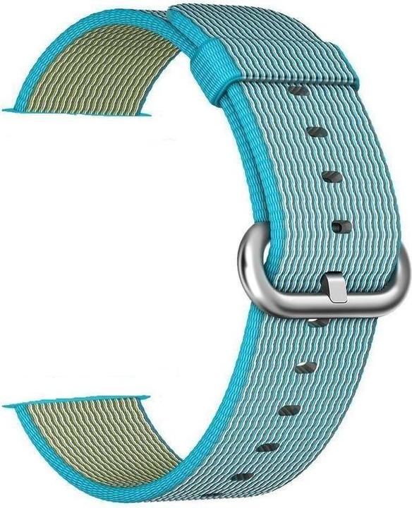 Produktbild Hermex Apple Watch 44mm / 42mm Nylon Stoff Armband Schnalle mit Dorn BLAU Skyblue (42 mm, 44 mm, Nylonstoff)
