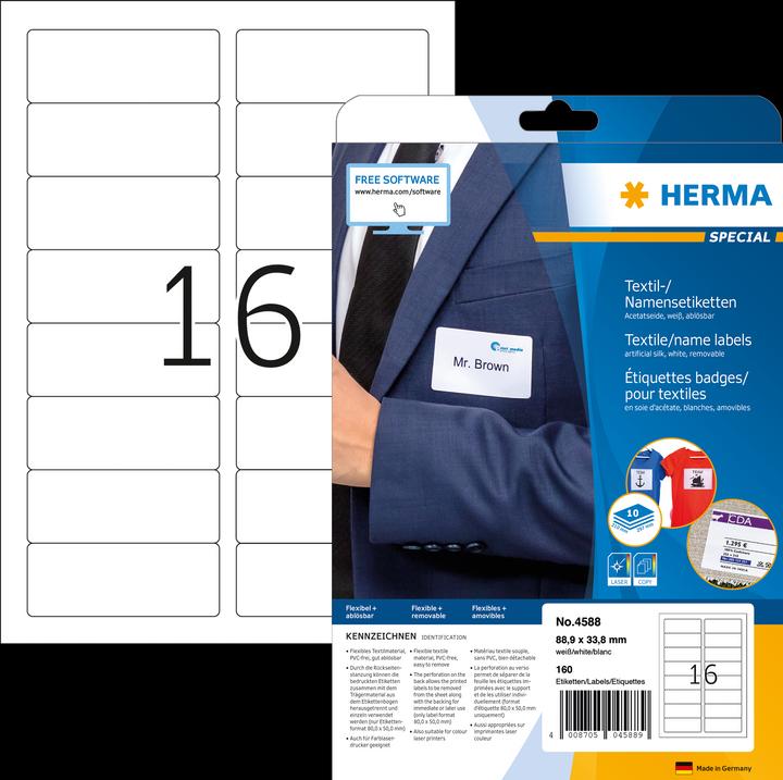Actual product image HERMA A4 removable name labels