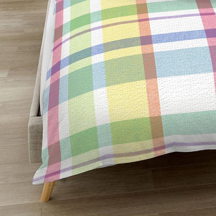Actual product image Traumschlaf Seersucker Bettwäsche Madras Karo bunt (Bedding set, 155x220 cm + 80x80 cm)