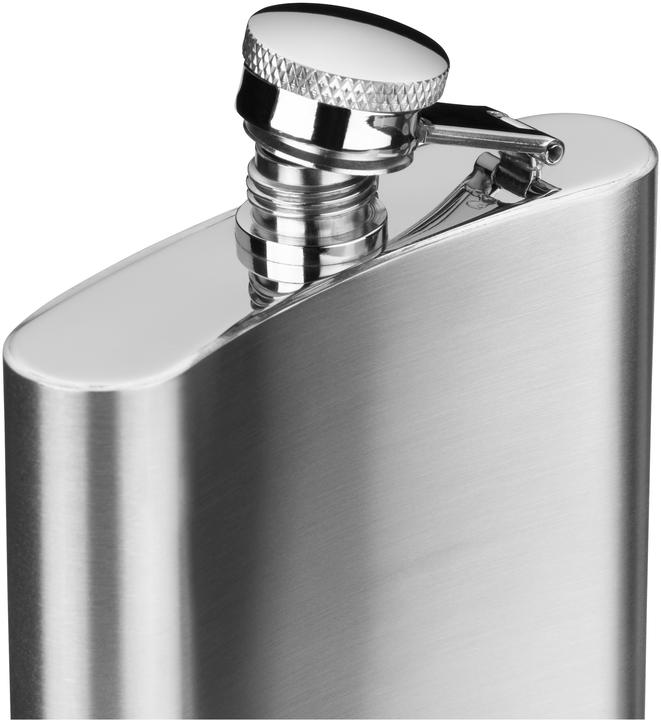 WMF Flachmann Set 6tlg mit Schnapsgläser Trichter Manhattan Edelstahl mattiert (200 ml)