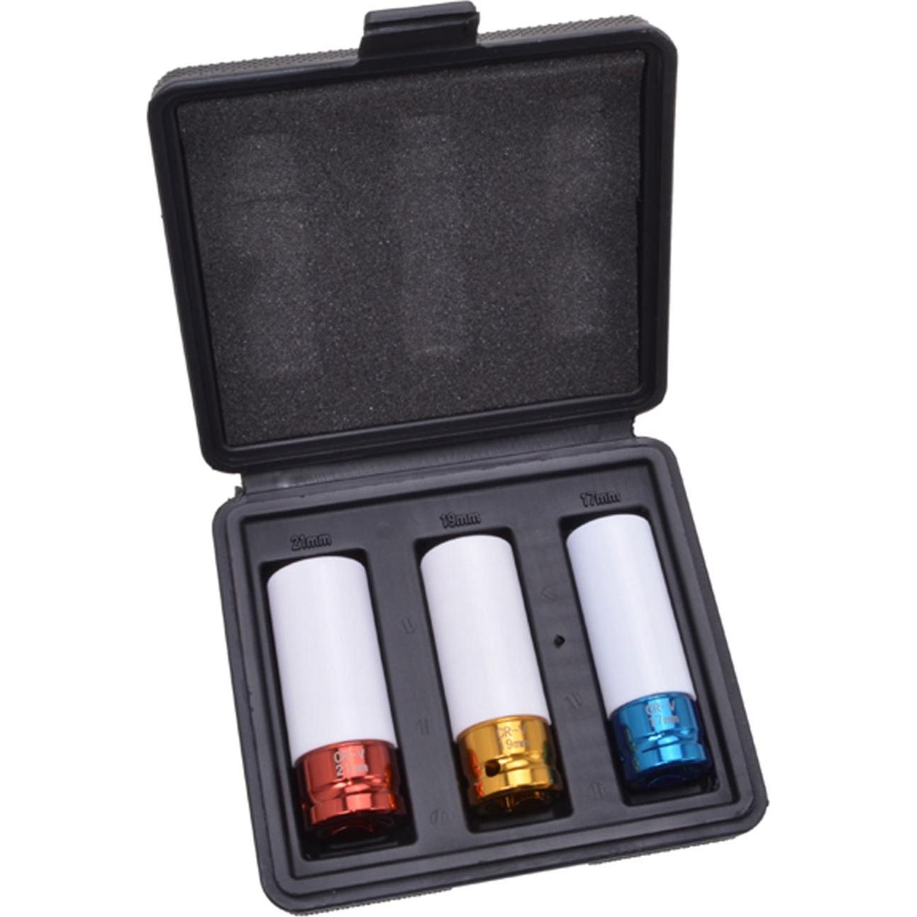 Filmer, Steckschlüssel + Stecknuss, Steckschlüssel-Einsätze 1/2" - 3 teilig (17 mm, 21 mm, 19 mm)
