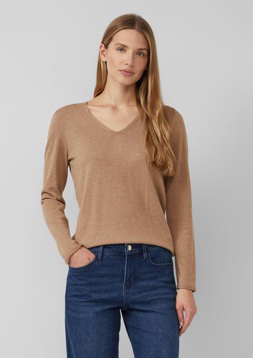 Actual product image s.Oliver Strickpullover Feinstrickpullover mit V-Ausschnitt und Rollkante am Saum (34)