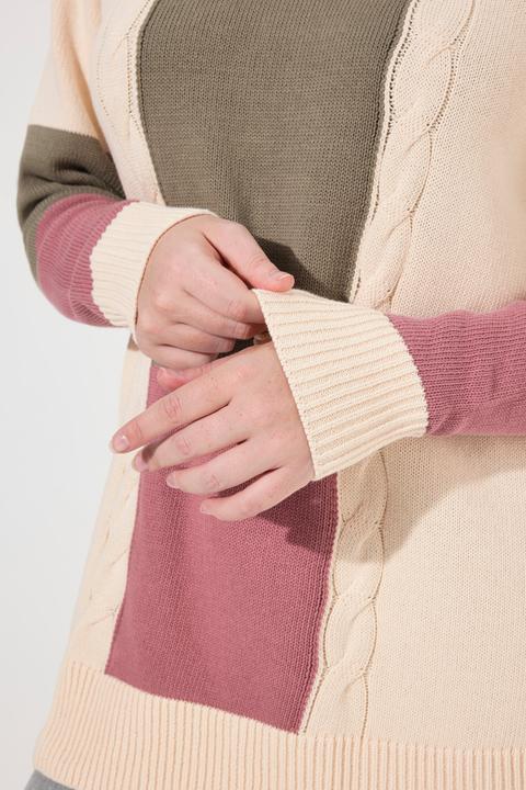 Produktbild Ulla Popken Pullover, Colorblocking, Stehkragen, Langarm (56)