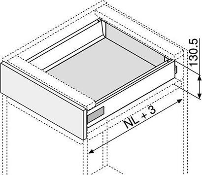 Immagine prodotto Blum Kit completi cassetto con ringhierina preassemblato TANDEMBOX K / D con sospensione, grigio RAL