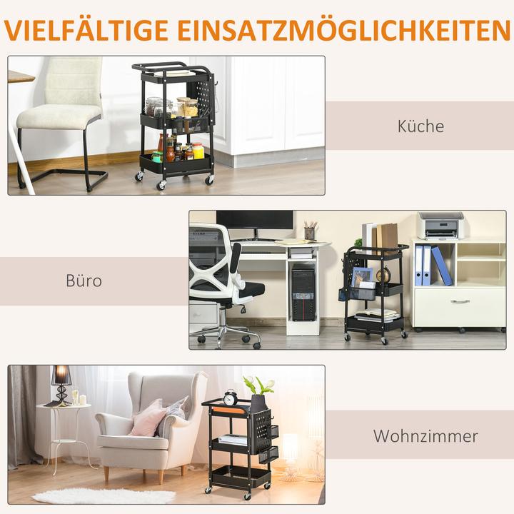 Image du produit Homcom Servierwagen Stahl, Kunststoff Schwarz