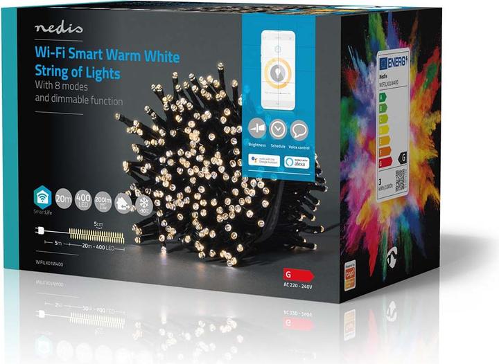 Actual product image Nedis SmartLife Decorative LED | Wi-Fi | Warm White | 400 LED's | 20 m | Android™ / IOS (20 m)