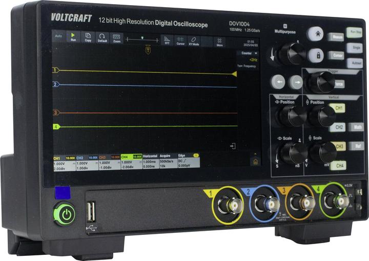 Actual product image Voltcraft DOV1004 Digital-Oszilloskop 100 MHz 4-Kanal 1.25 GSa/s 50 Mpts 12 Bit (CAT II, Oscilloscope)