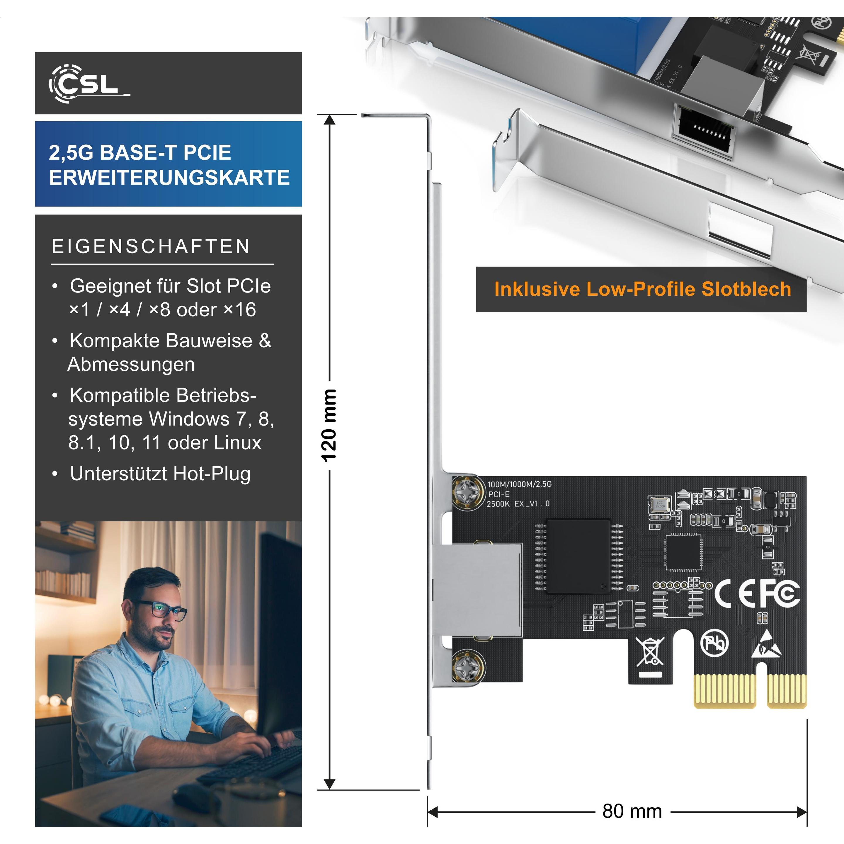 Thumbnail - CSL PCIe Netzwerkkarte 2,5G Base-T, 2500/1000/100 Mbit/s, PCI-Express Ethernet Adapter für Win & Linux (PCI), Netzwerkka...
