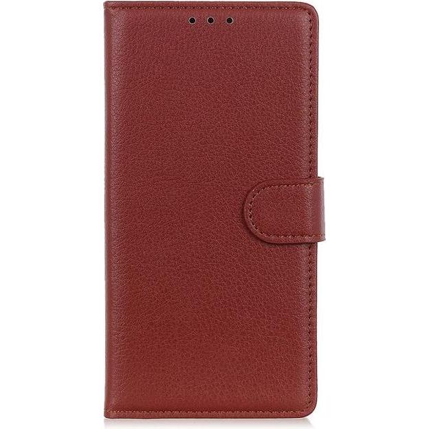 MU Classic Litchi Leder Bookcover Series (Apple iPhone 13 Pro), Smartphone Hülle, Braun