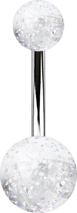 Immagine prodotto Star Piercing Banana argento con due sfere di glitter trasparente (senza ottone, Acciaio chirurgico 316L, Materiale sintetico)