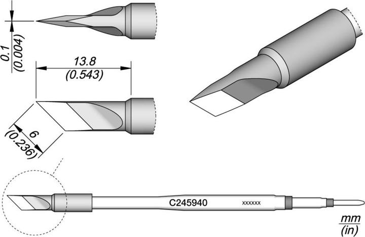 Produktbild JBC Lötspitze Serie C245 Klingenform, C245940/6,0 mm, abgewinkelt (Lötspitze)