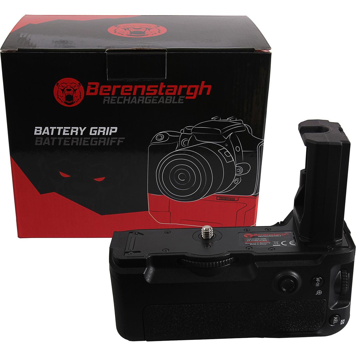 Berenstargh Battery grip per Sony Alpha A7MIII A7RIII A7III A9 VG-C3EM per 2 batterie NP-FZ100 (Maniglia della batteria), Impugnatura + Battery grip