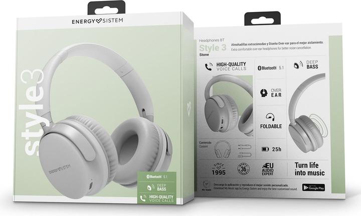 Image du produit Energy Sistem Oreillette Bluetooth Style 3 Stone (Bluetooth, Deep Bass, appels vocaux de haute qualité, Fo (25 h, Filaire, Sans fil)