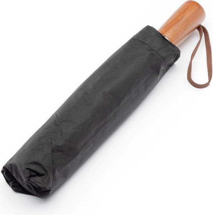 Actual product image OEM Consumer electronics Automatic foldable umbrella with wood handle 10-ribs XXL 115 cm black