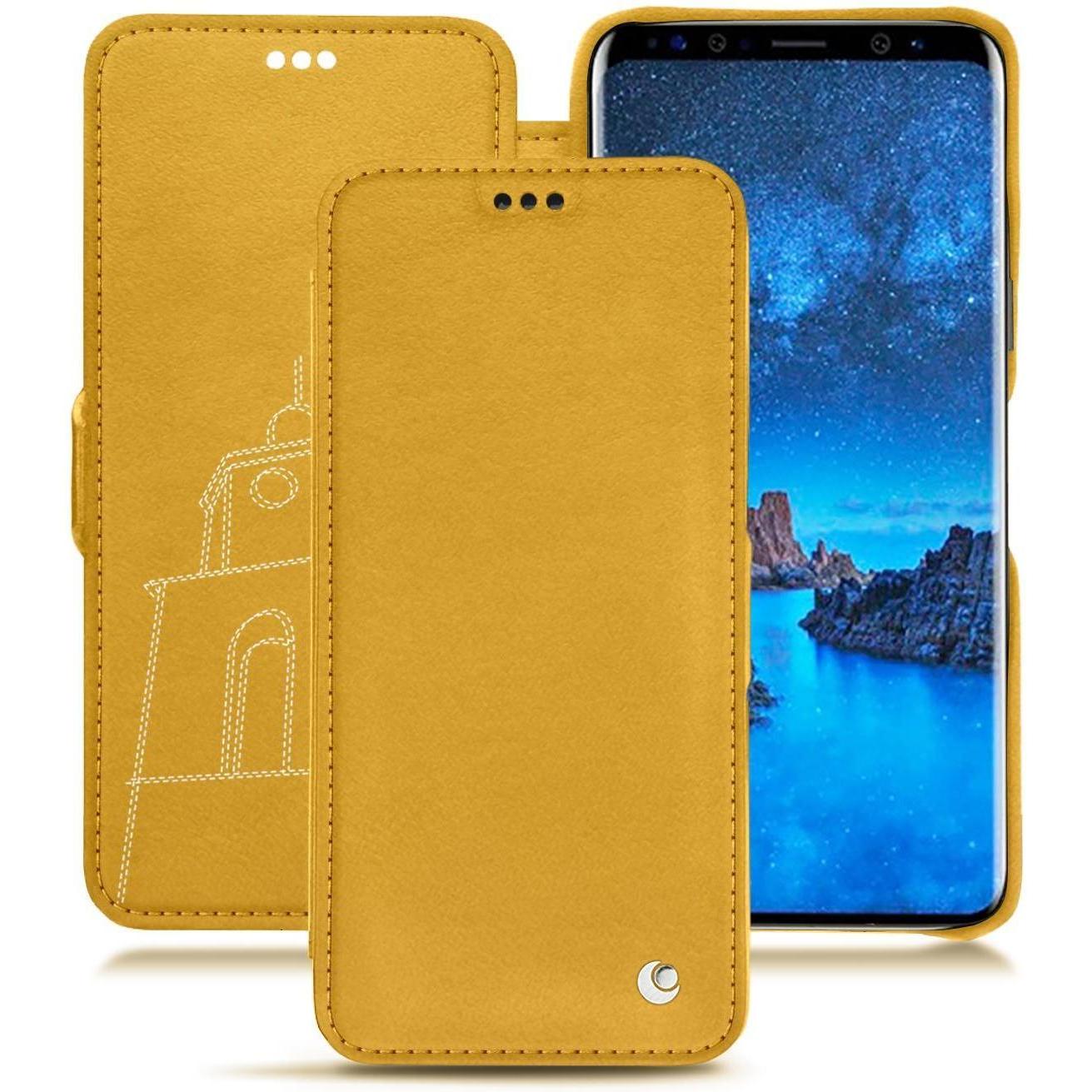 Noreve Lederschutzhülle horizontal (Samsung Galaxy S9), Smartphone Hülle, Orange