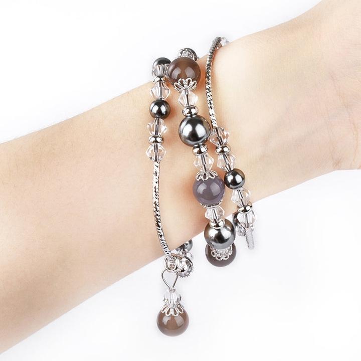 Image du produit Hermex Apple Watch 44mm / 42mm Femme Bracelet de luxe Charm perles ARGENT NOIR