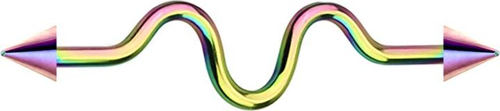 Image du produit Star Piercing Barbell coloré zig zag avec deux cônes (sans laiton, Acier chirurgical 316L)