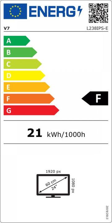 Energy Label V7 23.8IN FHD IPS MONITOR (1920 x 1080 pixels, 23.80")